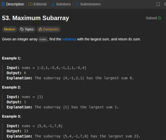 Maximum Subarray