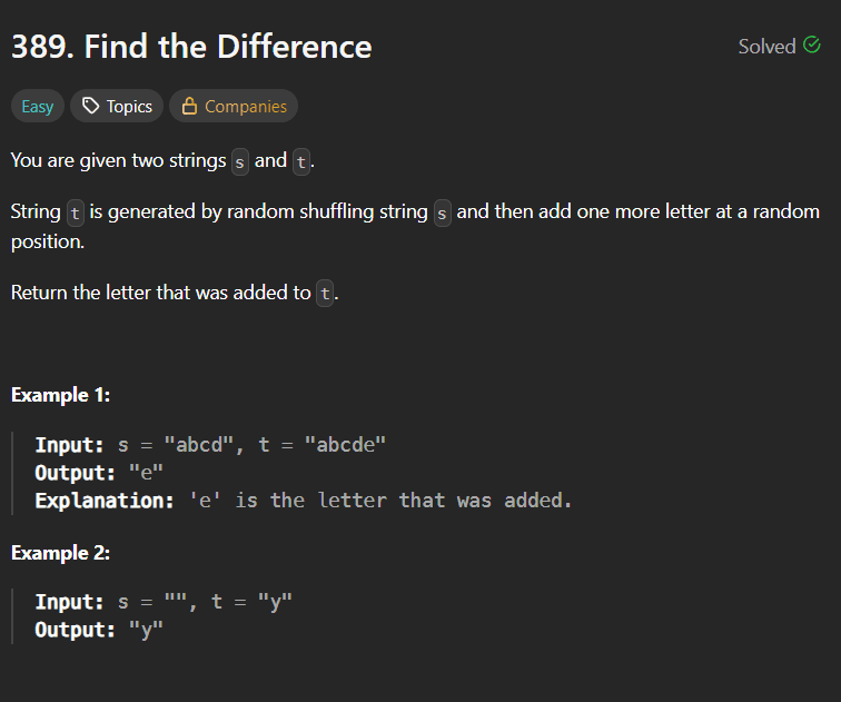 Find the Difference – Smart ASCII Sum Trick (LeetCode 389)
